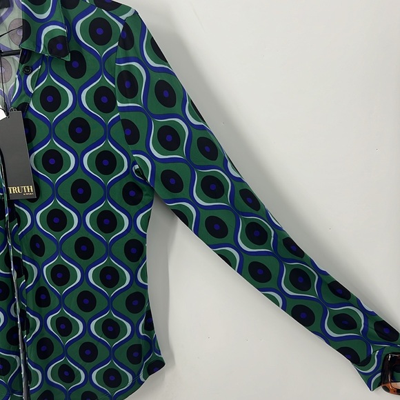 Truth by Republic retro print button front shirt M - Picture 2 of 9